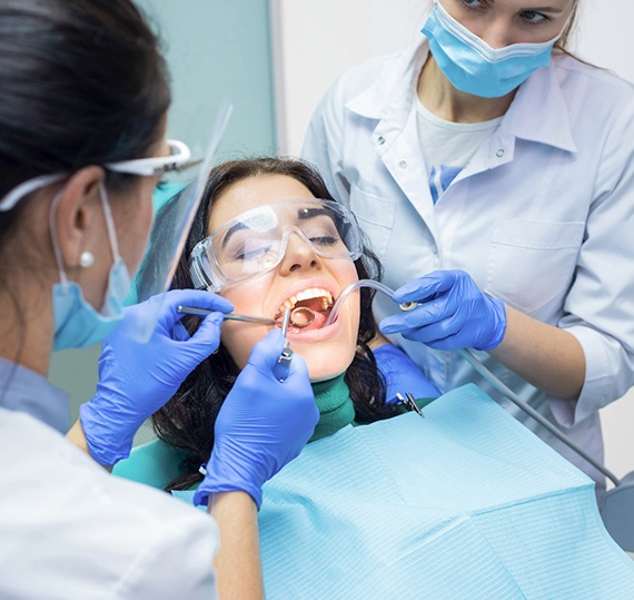 Woman getting dental work